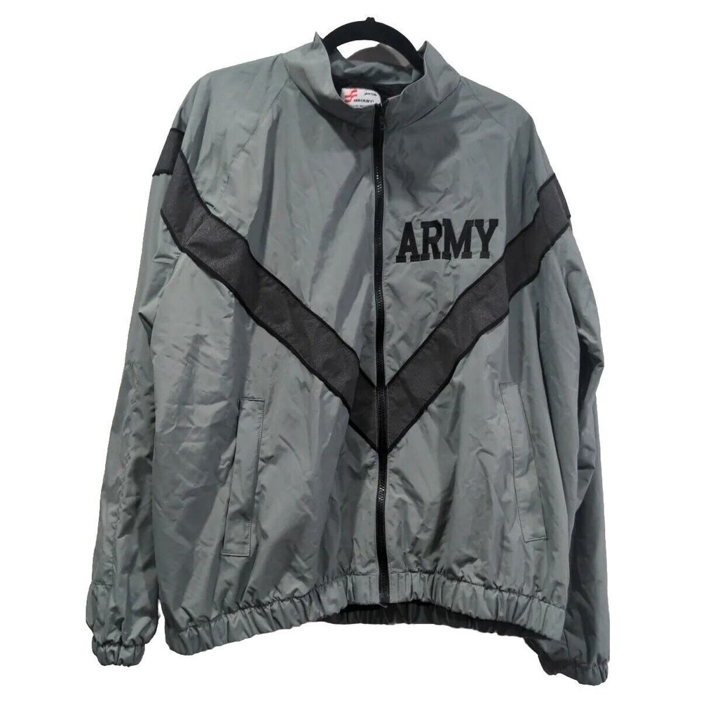ARMY Mens Full Zip Windbreaker Jacket Size L/XL READ Lightweight Vented Green